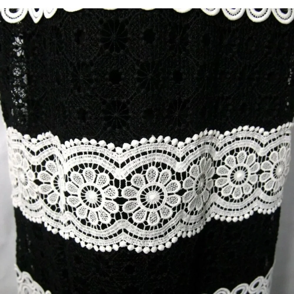 kate spade Black and White Lace Stripe Sleeveless Dress